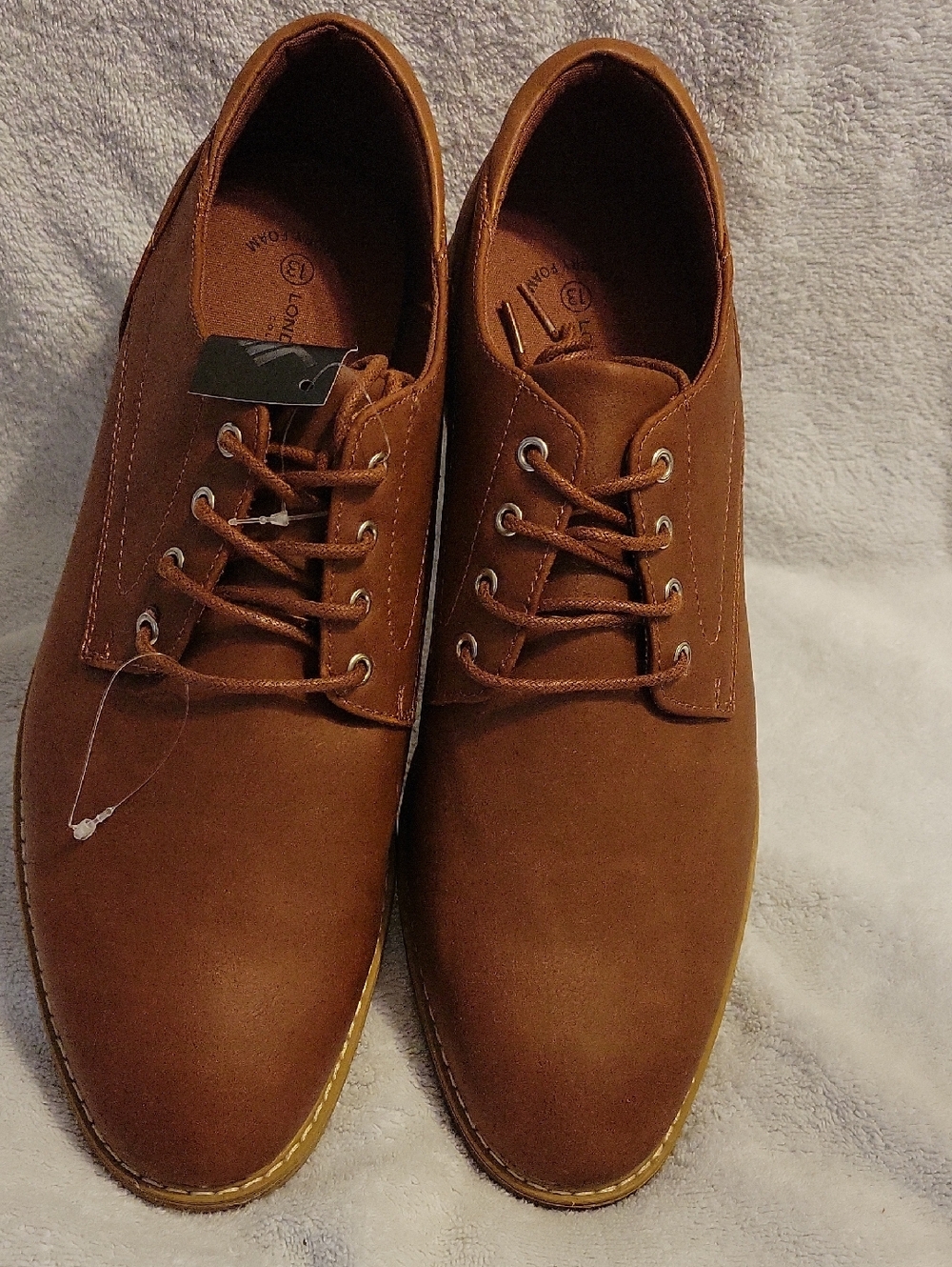 London Fog Men's Cognac Lace-Up Derby Shoes Size 13